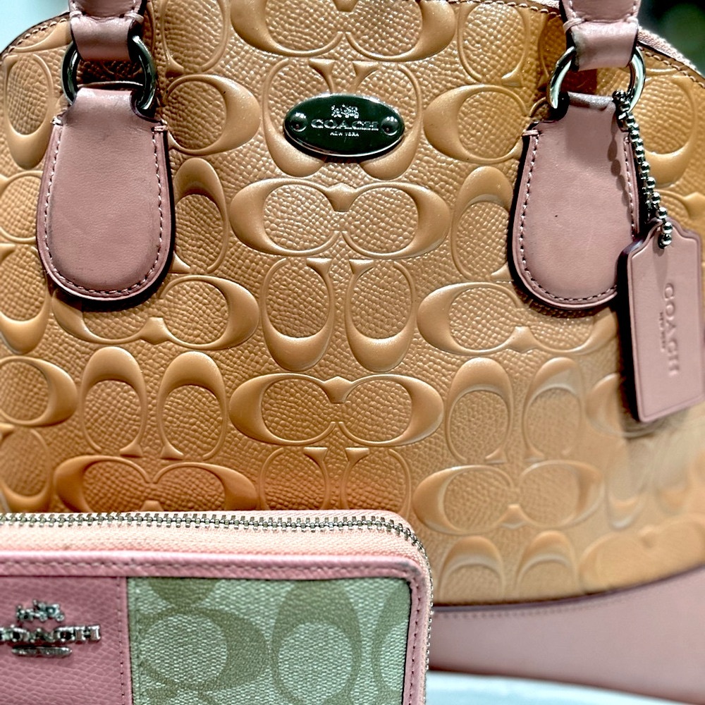 Bundle - Coach Authentic Embossed Signature Patent Leather Satchel - Picture 3 of 14